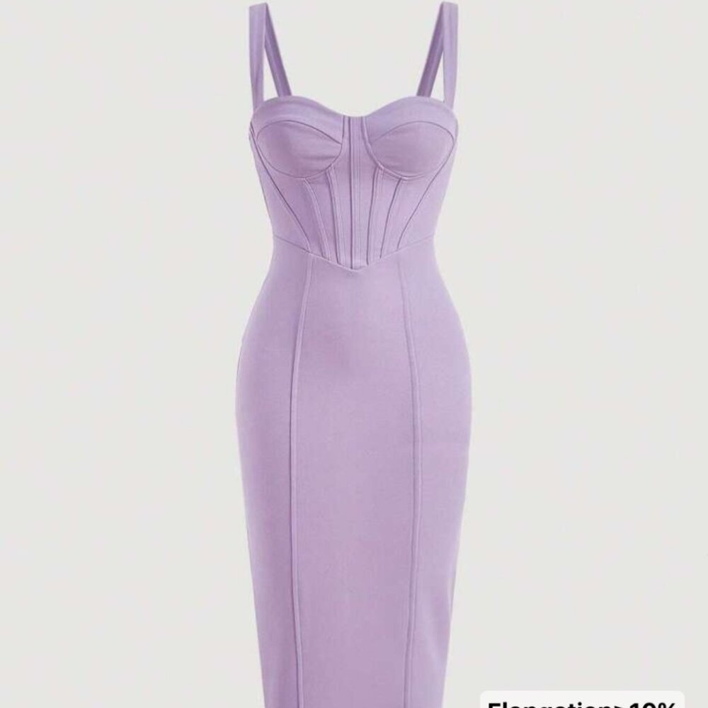 Purple pencil calf dress
